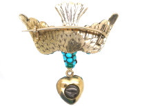 Georgian 15ct Gold & Turquoise Dove of Peace Brooch