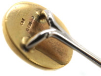 Reverse Intaglio Rock Crystal Tie Pin of a Polo Pony With Two Mallets