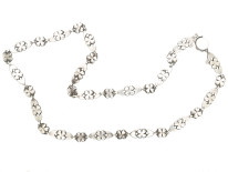 Edwardian Silver, Green Paste & Marcasite Flower Necklace