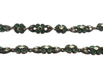 Edwardian Silver, Green Paste & Marcasite Flower Necklace