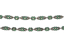 Edwardian Silver, Green Paste & Marcasite Flower Necklace