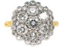 18ct White & Yellow Gold Large Diamond Cluster Ring