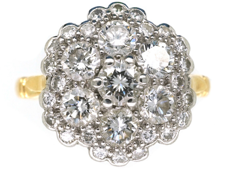 18ct White & Yellow Gold Large Diamond Cluster Ring