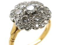 18ct White & Yellow Gold Large Diamond Cluster Ring