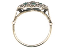 Art Deco Silver, Green & White Paste Ring