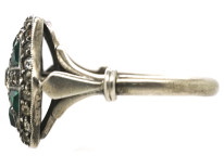 Art Deco Silver, Green & White Paste Ring