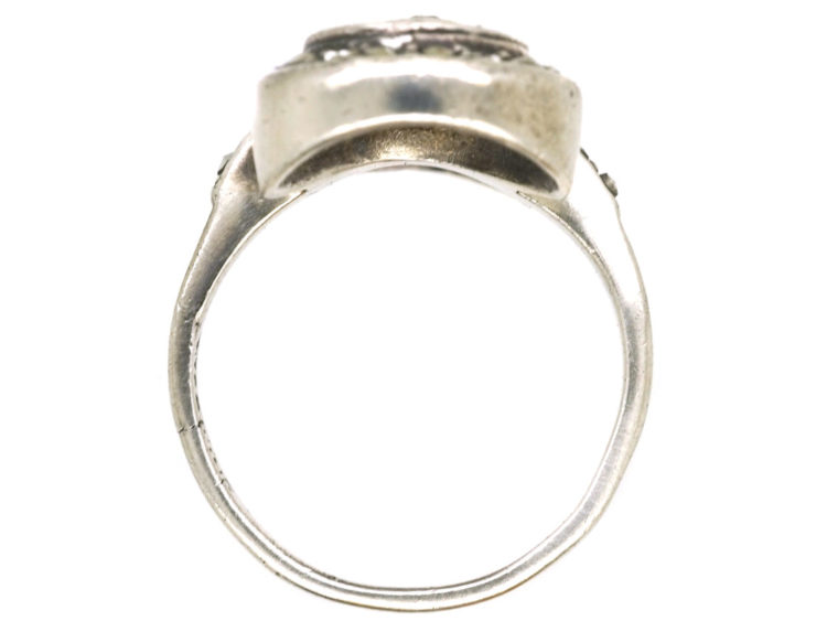 Art Deco Silver & Marcasite Double Swirl Ring