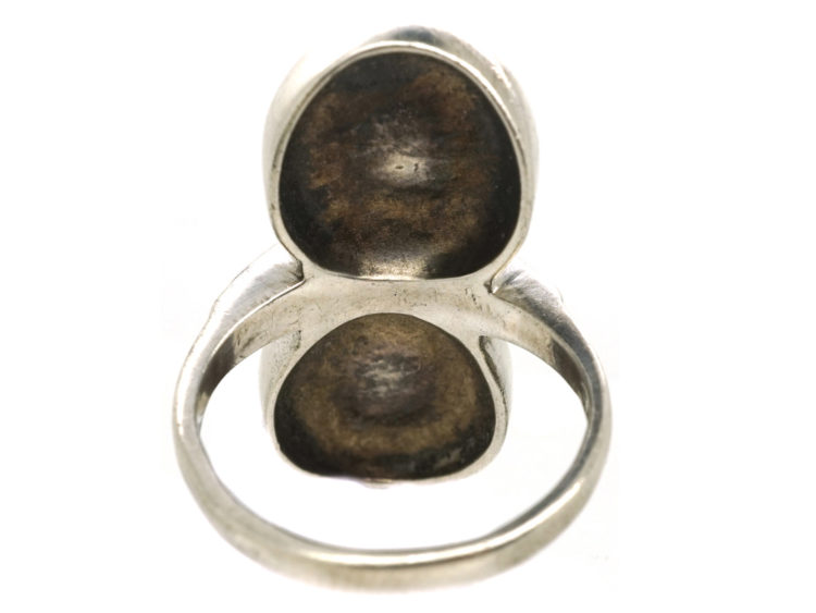 Art Deco Silver & Marcasite Double Swirl Ring