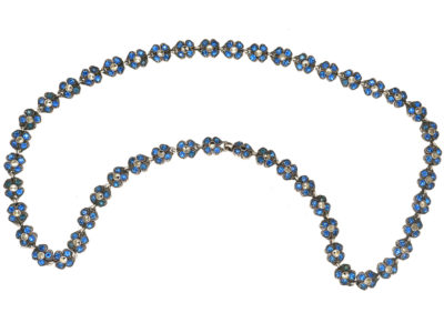 Silver, Paste & Marcasite Flowers Necklace