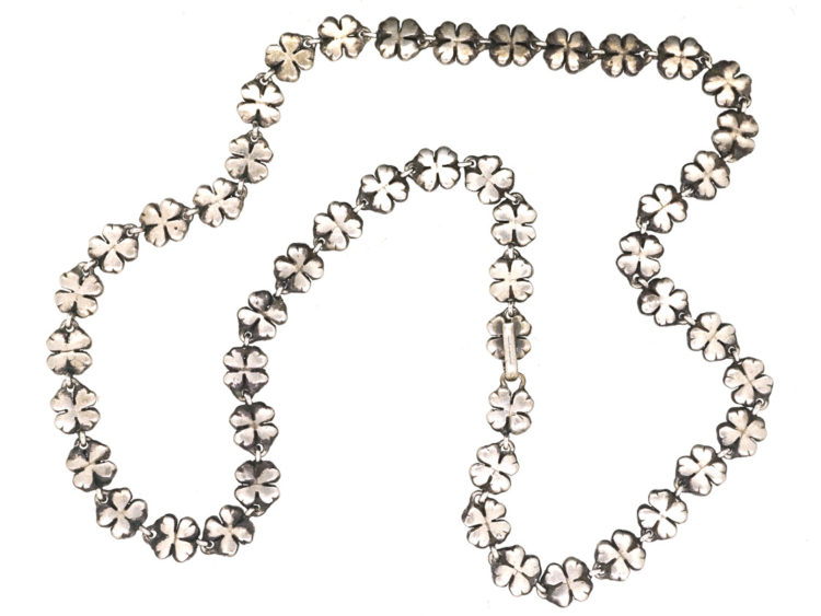 Silver, Paste & Marcasite Flowers Necklace