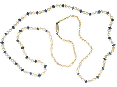 Edwardian Sapphire & Natural Pearl Necklace