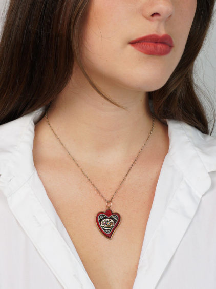 Georgian 15ct Gold Weeping Heart Micro Mosaic Pendant