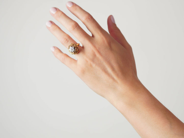 Diamond Cluster 18ct Gold Modernist Ring