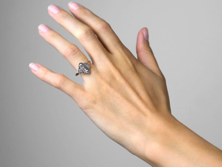 Wavy & Geometric Art Deco Diamond Ring