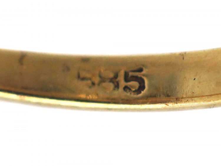 Edwardian 14ct Gold & Platinum, Two Stone Diamond Crossover Ring With Diamond Set Split Shoulders