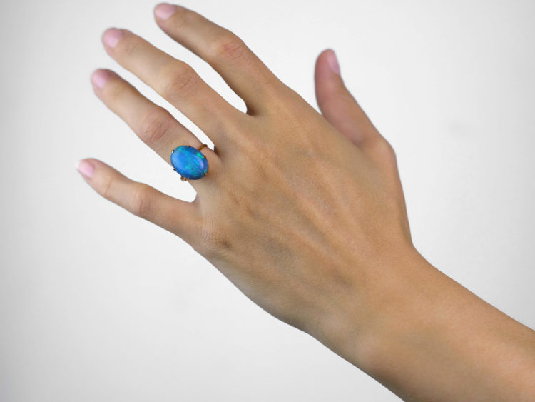 Art Deco 18ct Gold & Black Opal Ring