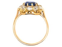 Edwardian 18ct Gold, Sapphire & Diamond Cluster Ring
