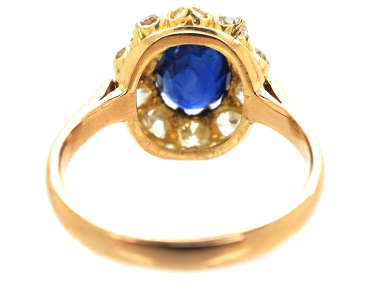 Edwardian 18ct Gold, Sapphire & Diamond Cluster Ring
