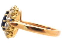 Edwardian 18ct Gold, Sapphire & Diamond Cluster Ring
