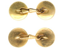 Art Deco 18ct Gold & White Enamel Stripe Cufflinks