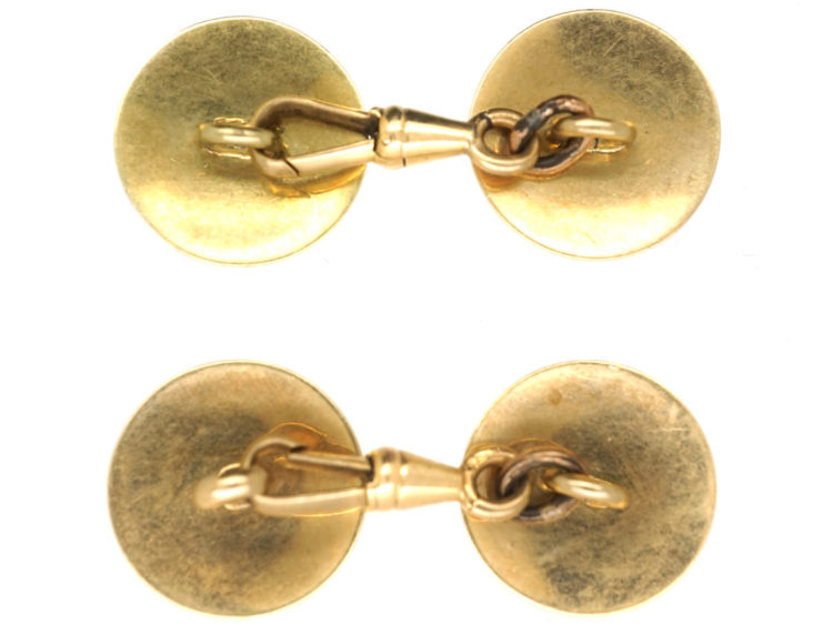 Art Deco 18ct Gold & White Enamel Stripe Cufflinks