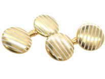Art Deco 18ct Gold & White Enamel Stripe Cufflinks