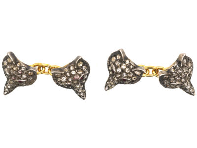 Rose Diamond & Ruby Foxes Heads Cufflinks