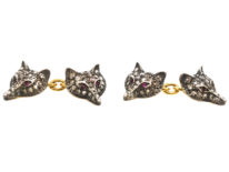 Rose Diamond & Ruby Foxes Heads Cufflinks
