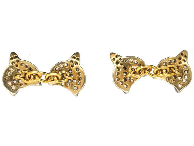 Rose Diamond & Ruby Foxes Heads Cufflinks