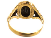 18ct Gold, Black Enamel & Rose Diamond Pense à Moi Mourning Ring