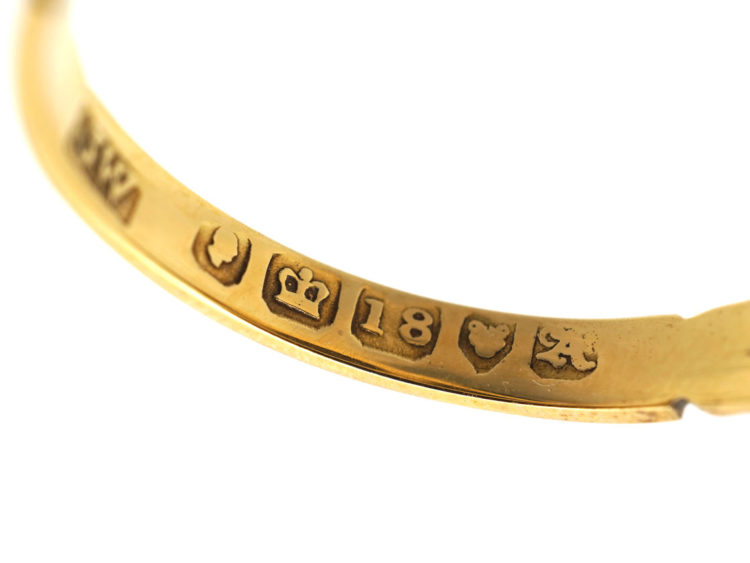 18ct Gold, Black Enamel & Rose Diamond Pense à Moi Mourning Ring