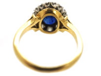 Edwardian 18ct Gold, Sapphire & Diamond Oval Cluster Ring