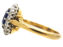 Edwardian 18ct Gold, Sapphire & Diamond Oval Cluster Ring