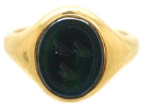 18ct Gold & Bloodstone Intaglio Signet Ring