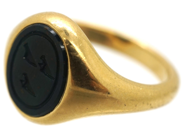 18ct Gold & Bloodstone Intaglio Signet Ring