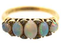 Edwardian Opal & Rose Diamond Five Stone Ring
