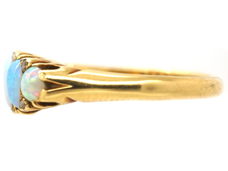 Edwardian Opal & Rose Diamond Five Stone Ring