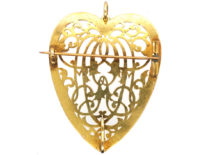 Large Victorian 18ct Gold Heart Shaped Pendant with Pierced Detail