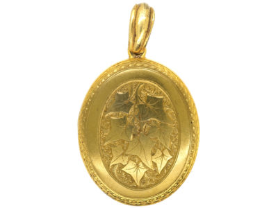 Victorian 18ct Gold Locket With Ivy Motif 'Cling To Me'