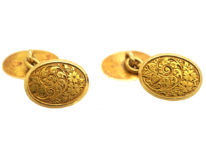 Victorian 18ct Gold Engraved Cufflinks