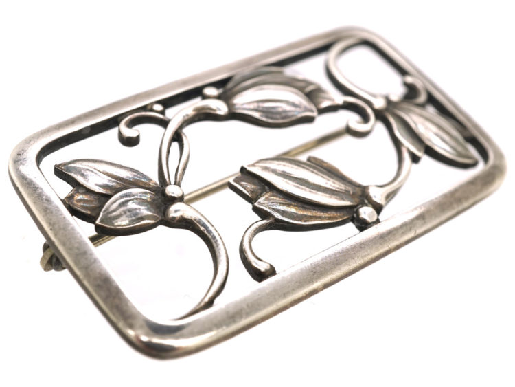 Silver Flower Brooch by Georg Jensen