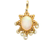 18ct Gold, Opal, Diamond & Pearl Pendant