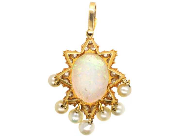18ct Gold, Opal, Diamond & Pearl Pendant