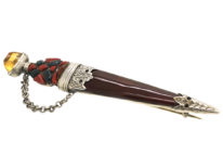 Scottish Silver, Bloodstone, Jasper & Citrine Dirk Brooch