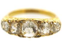 Victorian 18ct Gold Five Stone Diamond Carved Half Hoop Ring