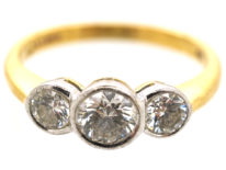 18ct Gold Three Stone Diamond Millennium Ring
