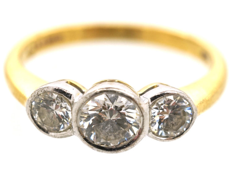 18ct Gold Three Stone Diamond Millennium Ring