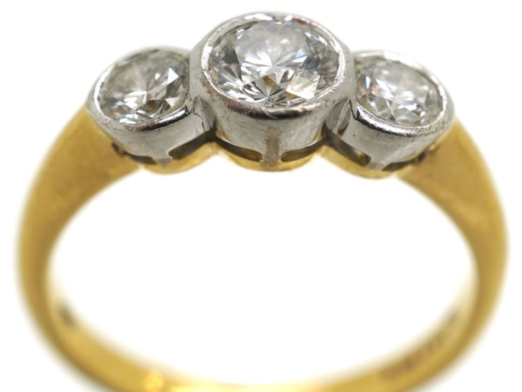 18ct Gold Three Stone Diamond Millennium Ring