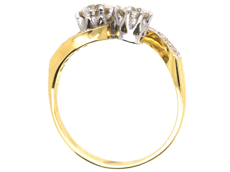 Edwardian 18ct Gold, Platinum & Diamond Crossover Ring