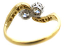 Edwardian 18ct Gold, Platinum & Diamond Crossover Ring